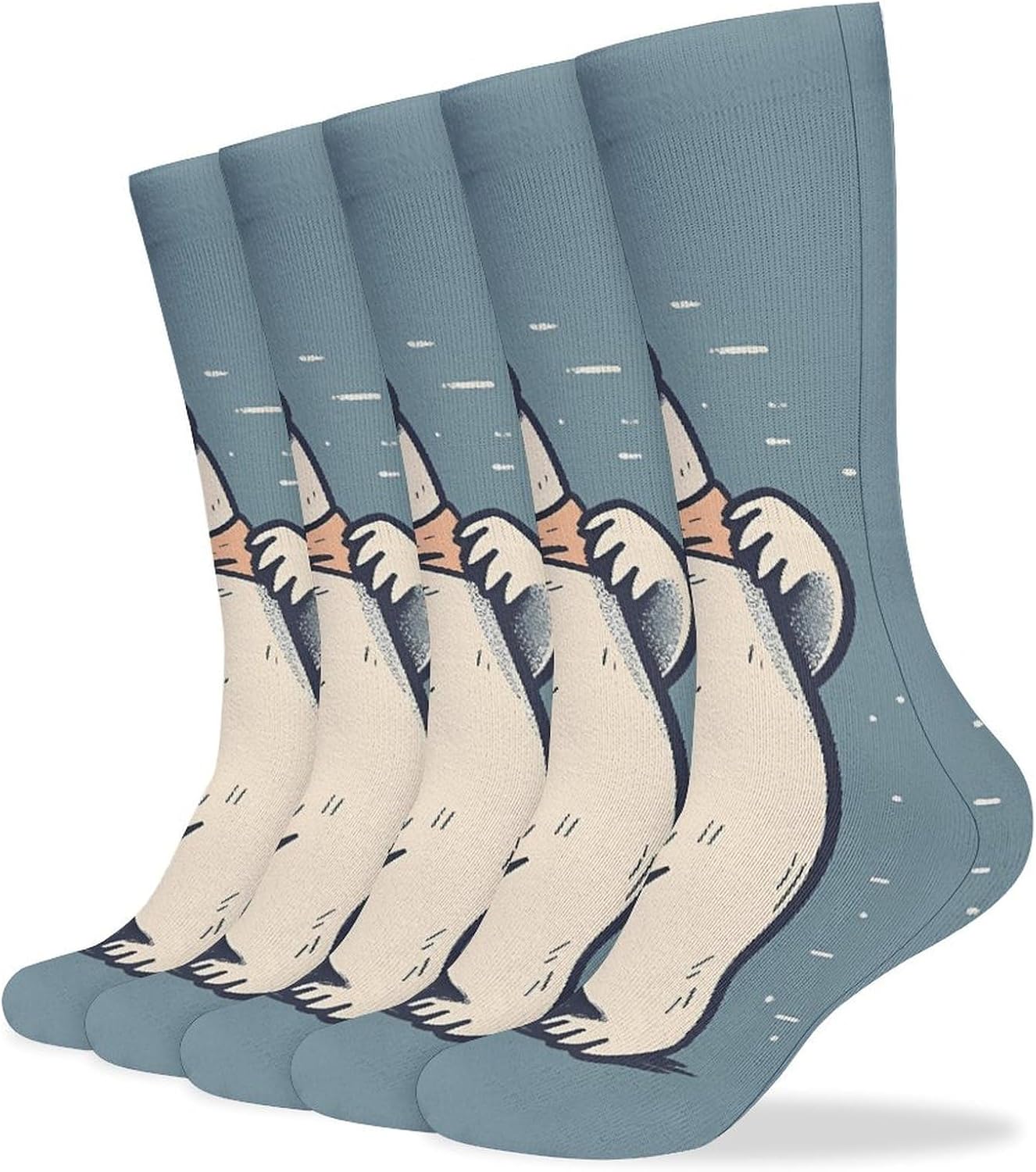 Bear Dancing Crew Socks Cozy Casual Calf Socks Lightweight Long Work Sock Breathable Athletic Sock for Hiking Sports Running 5 Pairs