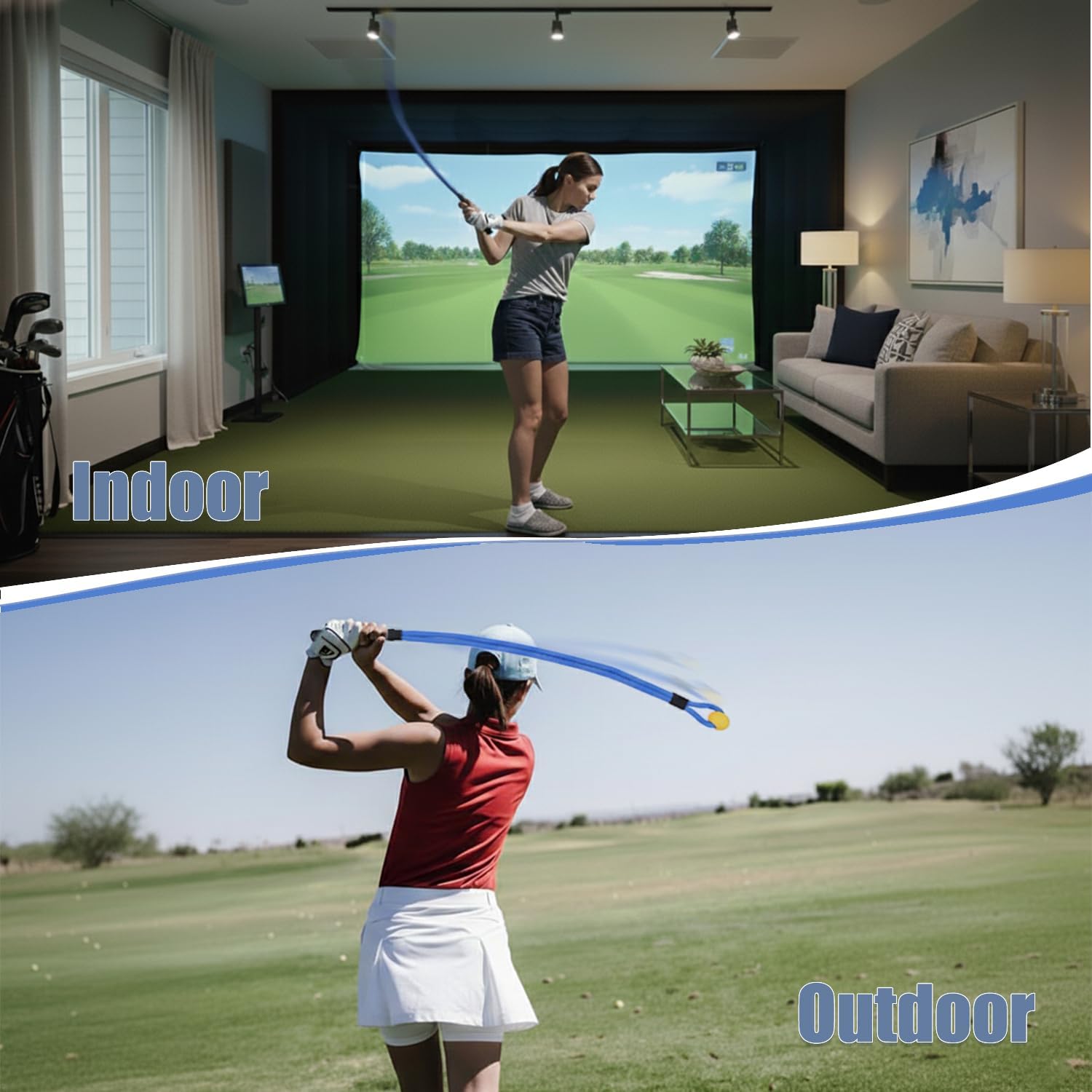 Golf Rope Swing Trainer – Golf Swing Speed Trainer & Golf Swing Aid for Improving Tempo, Rhythm, Flexibility, and Strength | Professional Golf Training Aid for Warm-Up & Swing Practice