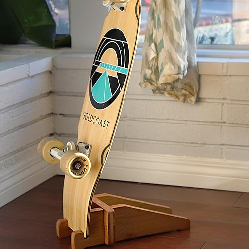 Miniatura 4 de COR Surf Soporte de piso para patineta  Soporte de exhibición de bambú premium para monopatín  No más tropiezos sobre tablas