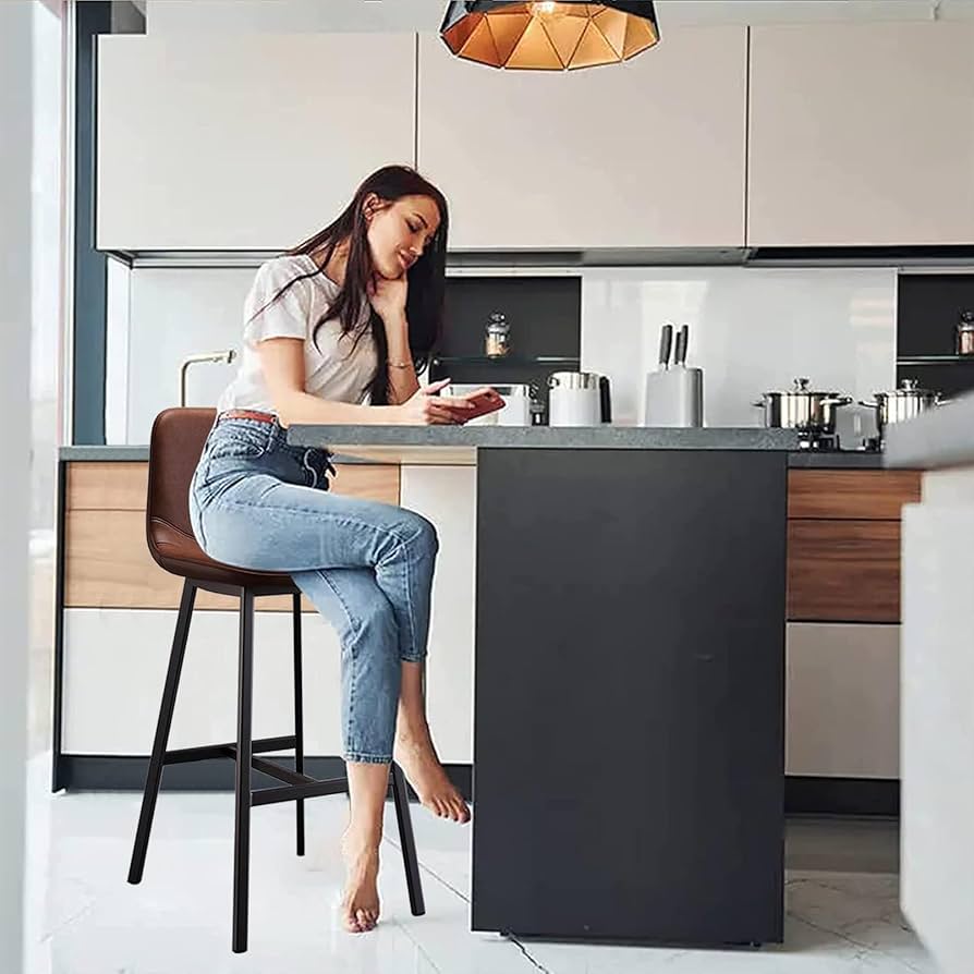 Amazon｜バースツール 2個セット 背もたれ付き PUレザー