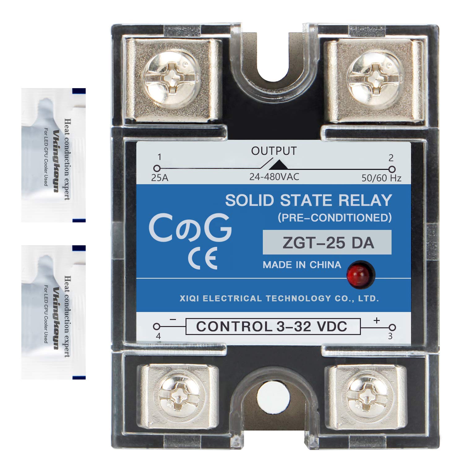Solid State Relay SSR-25DA with Heat Sink DC to AC Input 3-32VDC to Output 24-480VAC 25A Single Phase Plastic Cover