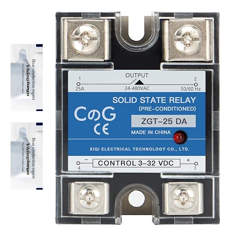 Solid State Relay SSR-25DA with Heat Sink DC to AC Input 3-32VDC To Output 24-480VAC 25A Single Phase Plastic Cover