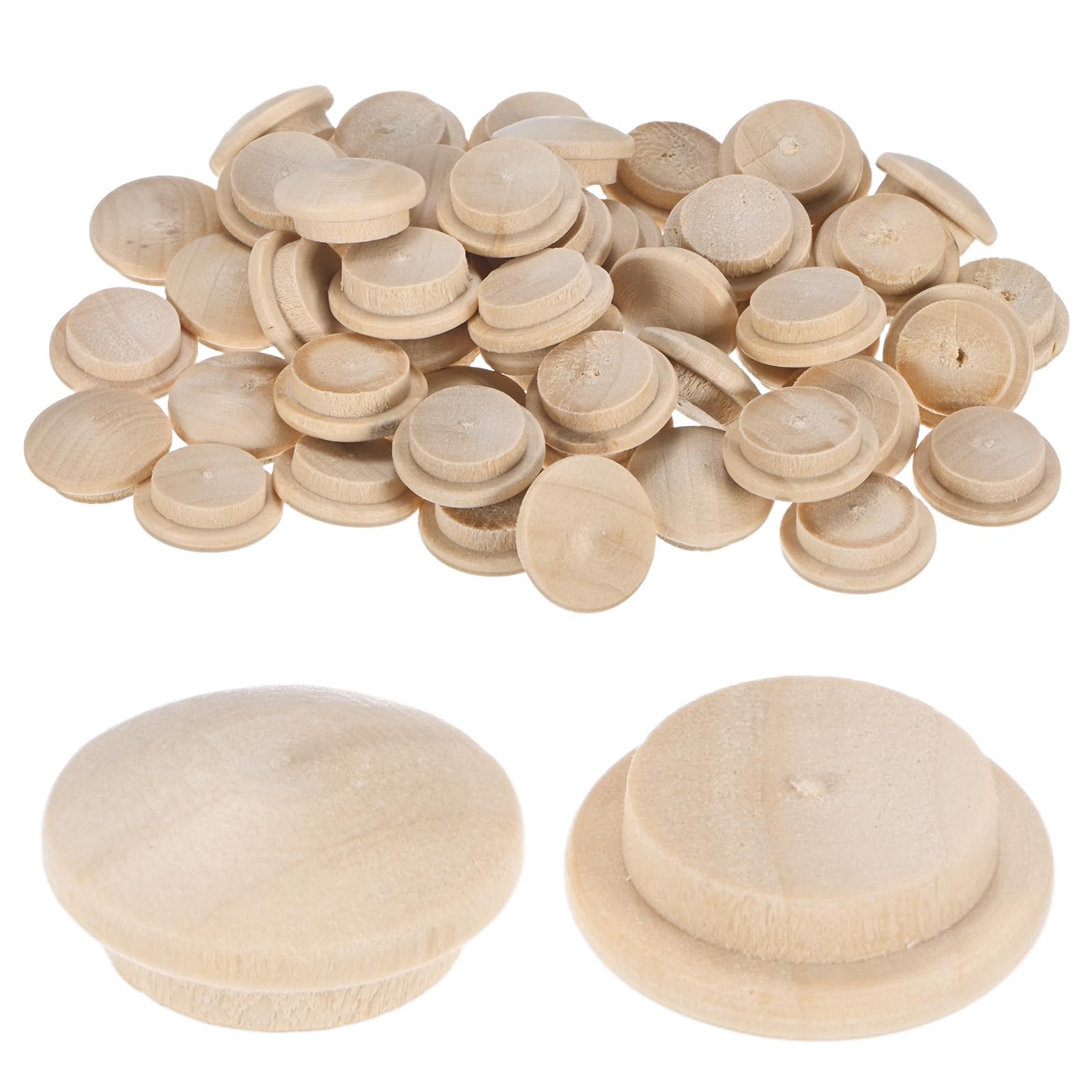 M METERXITY 50-Pack Wood Plugs for Screw Holes 20 x 15mm Beech Button Wood Top Plugs for Furniture/Stair/Chair/Craft