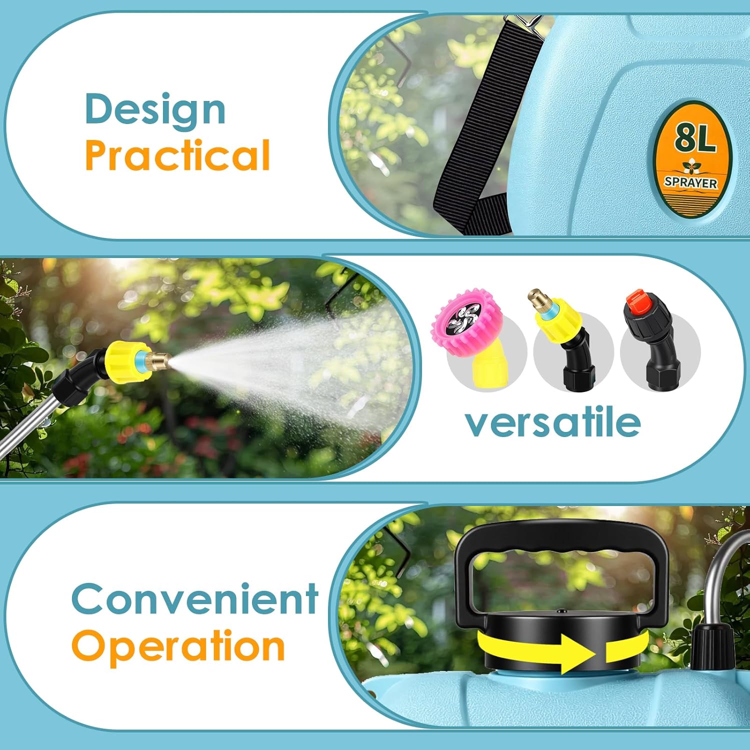 2 Gallon Battery Powered Garden Sprayer,2025 Upgraded Electric Weed Sprayer with 3 Adjustable Speed, Battery Indicator,Rechargeable Retractable Wand with Adjustable Shoulder Strap for Lawn,Garden,Yard - Image 4