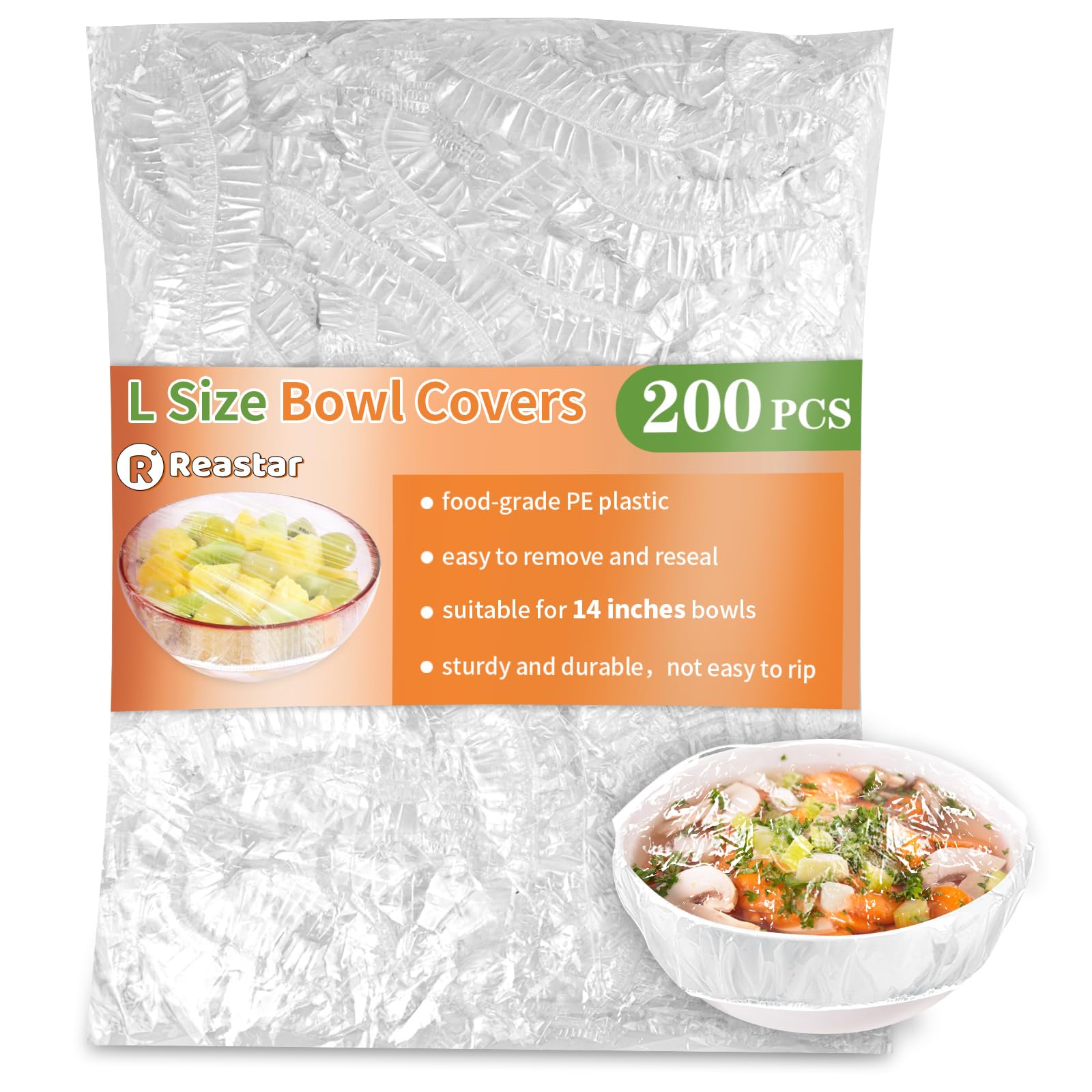 Photo 1 of 200 Pcs Bowl Covers for Bread Proofing, Plastic Shower Caps for Sourdough Bread, Food Covers Stretch Reusable Elastic, Keep Food Fresh and Dust Away