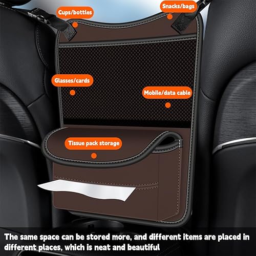 Miniatura 6 de BESULEN Car Handbag Holder Between Seats, Dog Pet Kid Barrier Road Trip Essentials, Large Capacity Net Pocket Purse Holder Storage Bag, Hanging