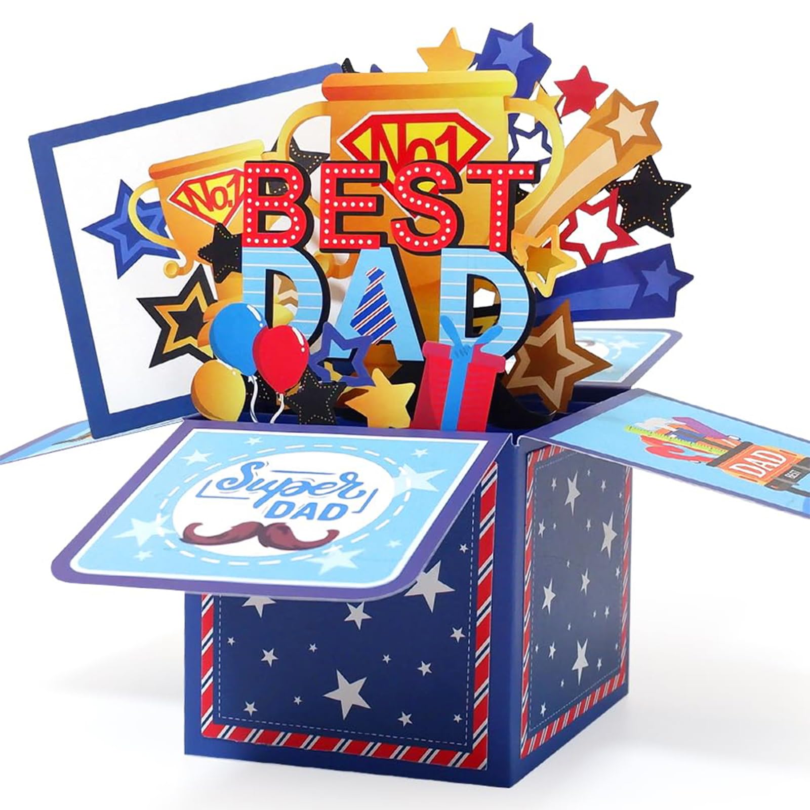 Fathers Day Card Gifts From Daughter And Son 3D Pop Up Best Dad Theme Gifts for A Super Father, Husband, Grandfather Or Stepfather For Father’S Day, Birthdays Or Anniversaries