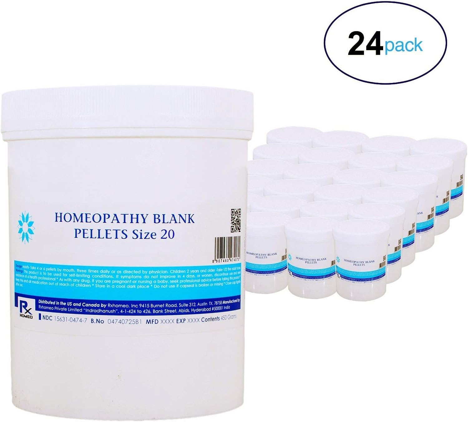 Sugar GLOBULES - Homeopathy Blank PELLETS Size 20 - US DMF Grade