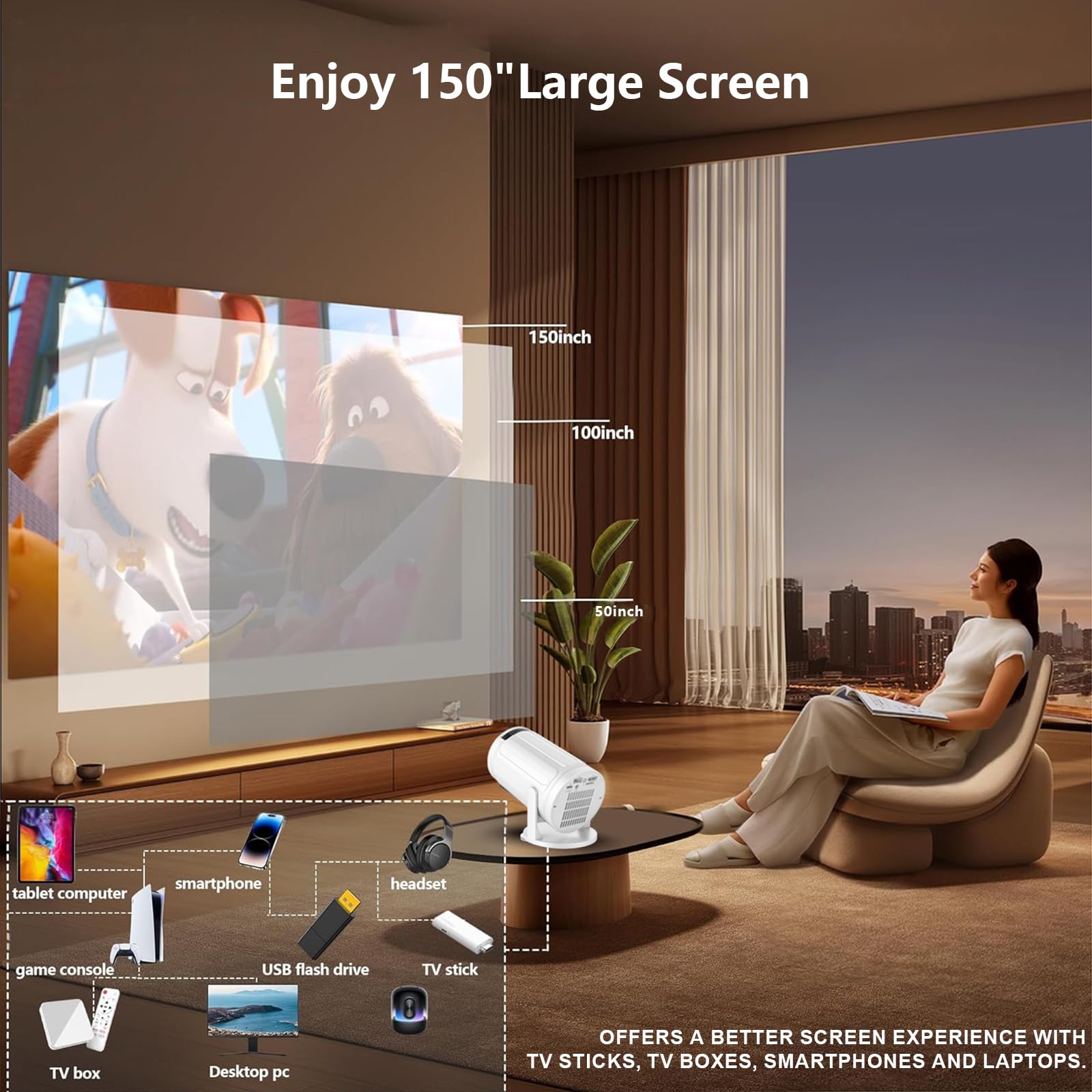 Amazon.co.jp: XBJ WIFI付きミニプロジェクター、4Kサポートポータブル