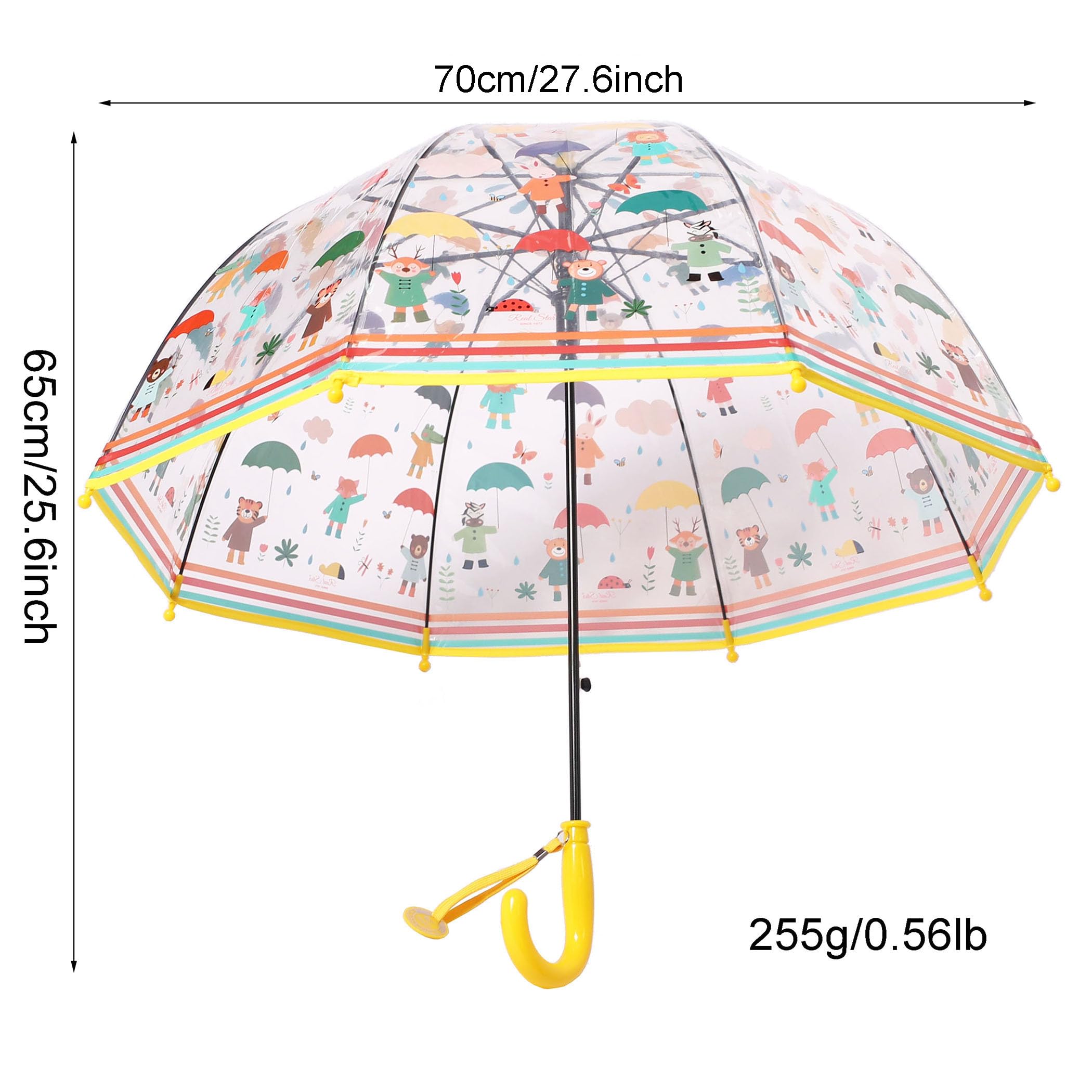 Chesoon Ombrello antipioggia per bambini Cupola a bolle trasparente per ragazzi Ragazze con manico facile da impugnare Perline per ombrello arrotondate