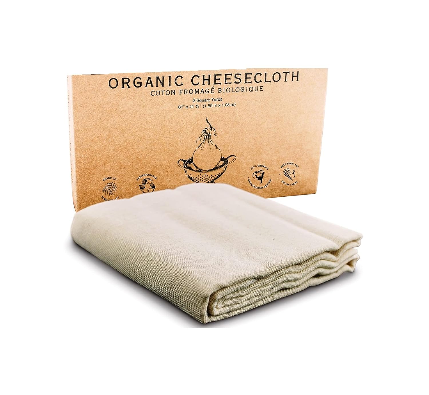 MANAN 1x1 Meter Cotton Muslin Cheese Cloth, paneer Cloth, Unbleached