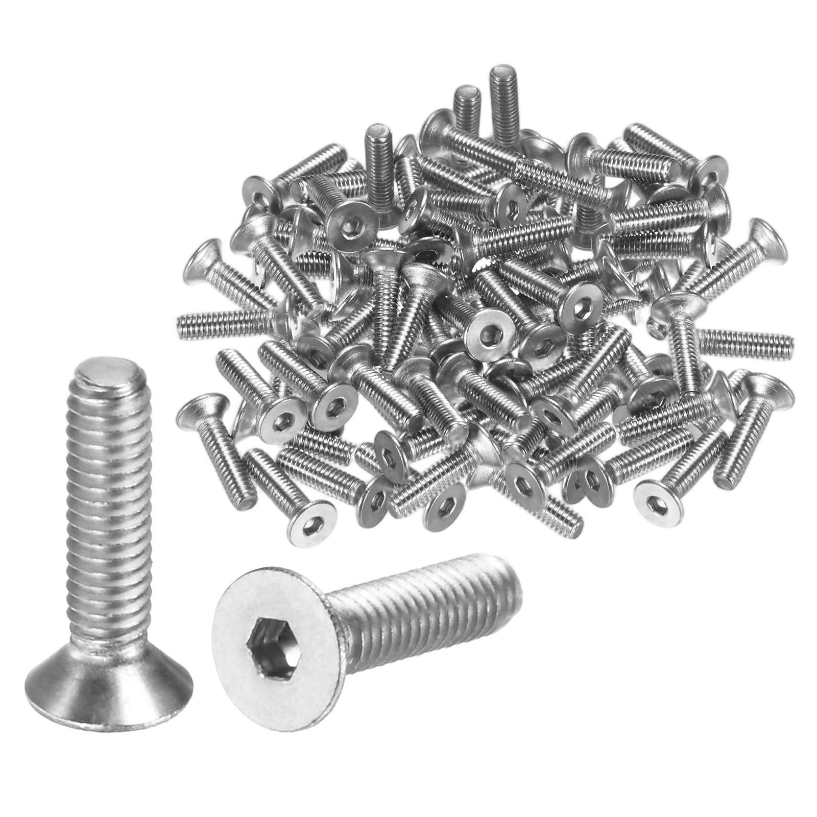 M METERXITY 100-Pack Flat Head Machine Screws M2.5 x 10mm Inner Hex Socket Cap Screws 304 Stainless Steel Socket Countersunk Fasteners Bolts for Electronics/Machinery Equipment/Home