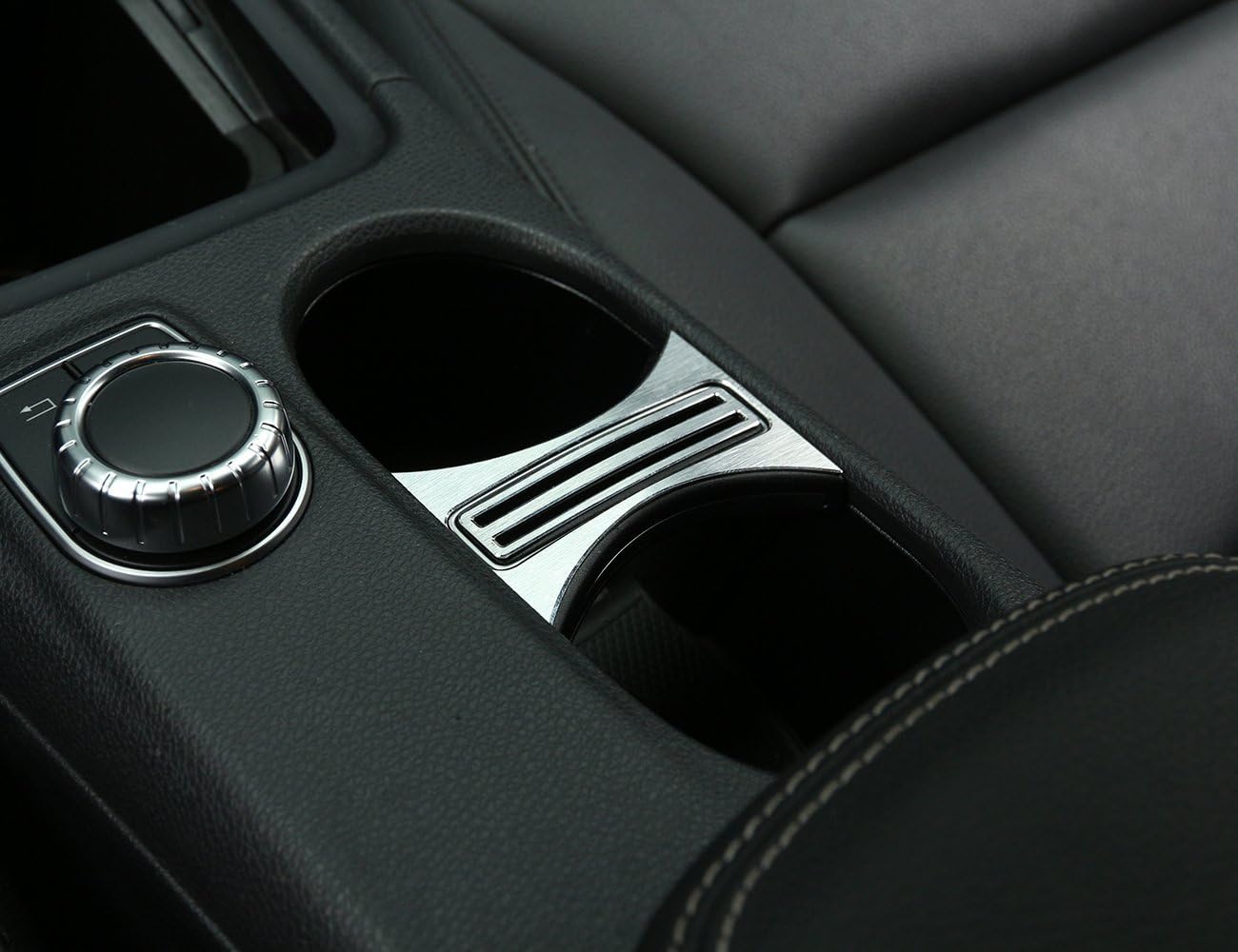 Alumium Alloy Cup Holder Cover Frame Trim Sticker Car Styling Accessories (Silver)