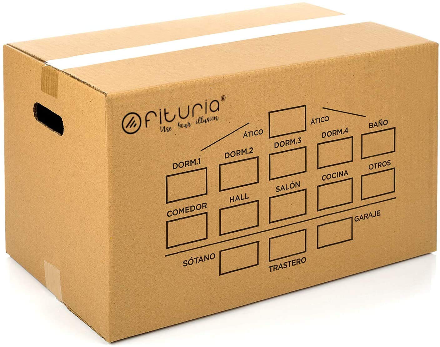 Pack 2 - Cajas Carton Mundanza 550x350x350mm (10 UNIDADES) Cajas de Carton Grandes de Canal Doble Extraresistentes con Asas Integradas, Fabricadas en España