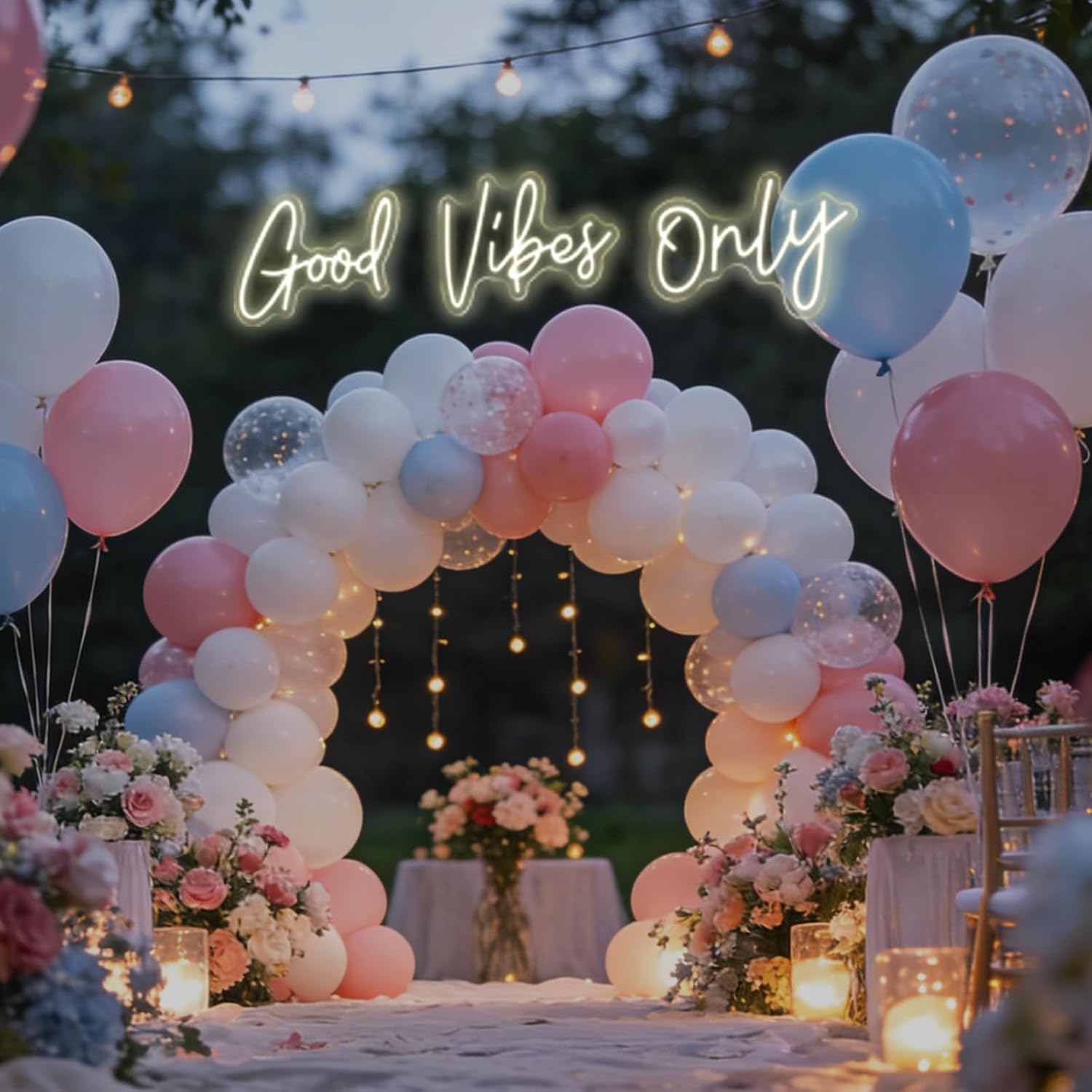 48.5 Inch Good Vibes Only Neon Sign Large, Neon Lights with Remote Dimmer, Neon Light Up Signs for Wall Decor,Home Bedroom,Party Bar Salon, Unique Gifts(Warm White)
