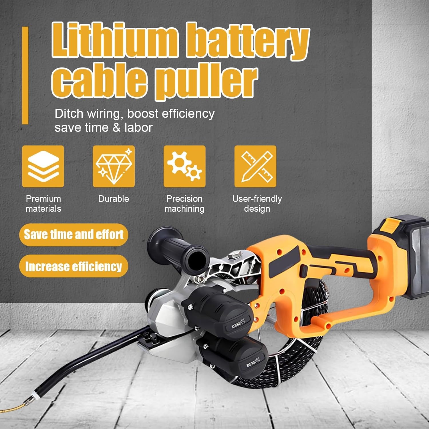Electric Cable Threading Device Wire Stringing Machine Forward Reverse Wire Puller Powered Wire Threading Machine For Hidden Pipe Wiring And Wall Conduit(2 batteries)