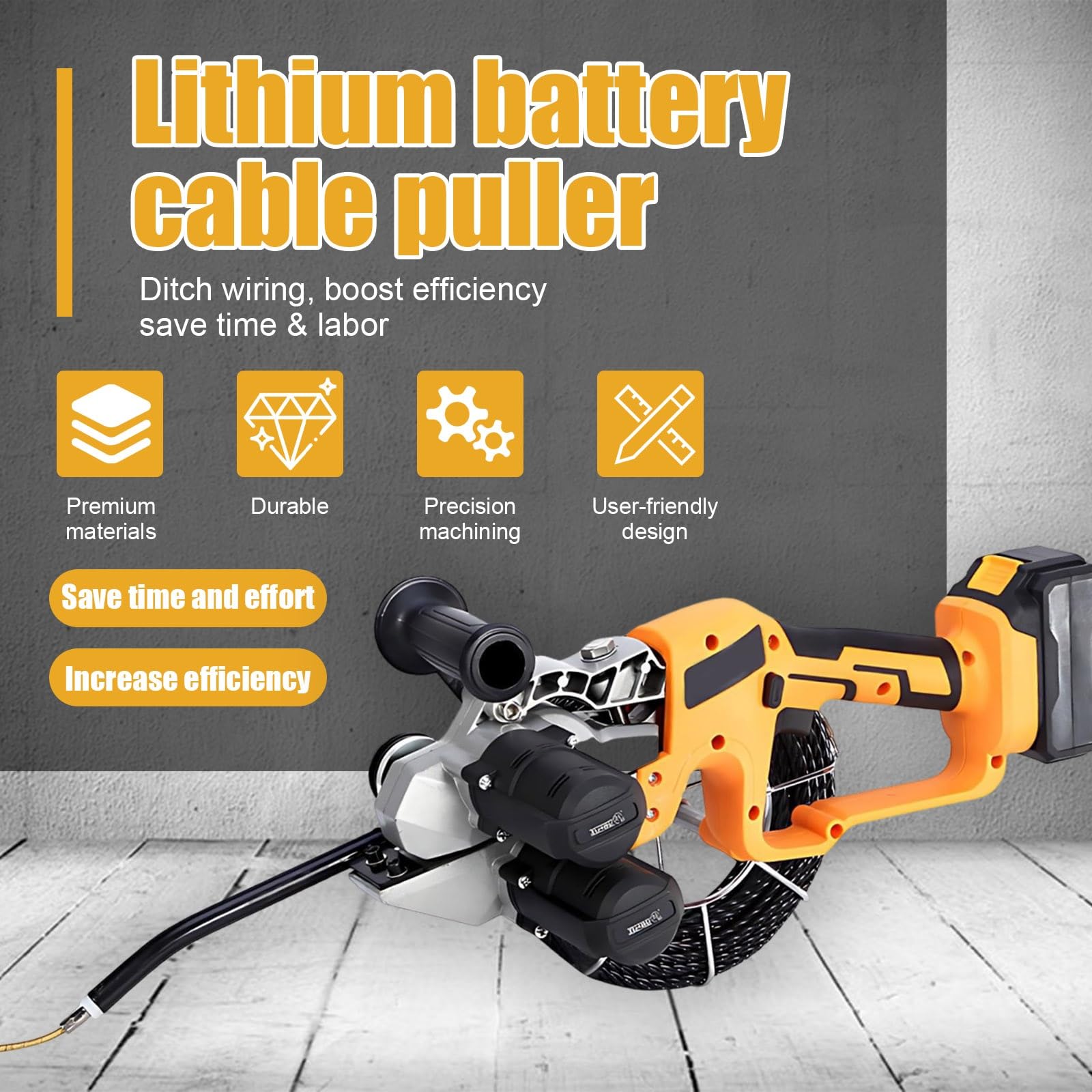 Infilacavi Elettrico Tiracavi Automatico, Macchina Professionale Passacavi Con Di Traino Elettrico per Cablaggi Efficienti(2 batteries)