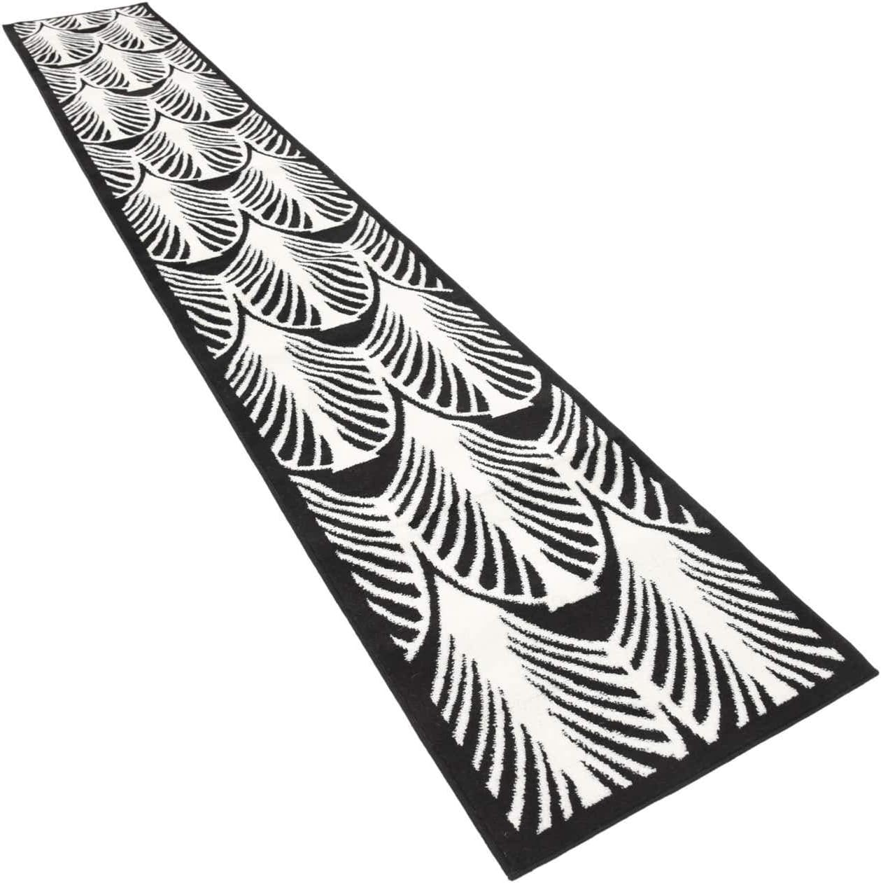 Unique Loom Metro Collection Modern Art Deco Coastal Shell Area Rug Great for Kids (2' 0 x 13' 0 Runner Black/Ivory)