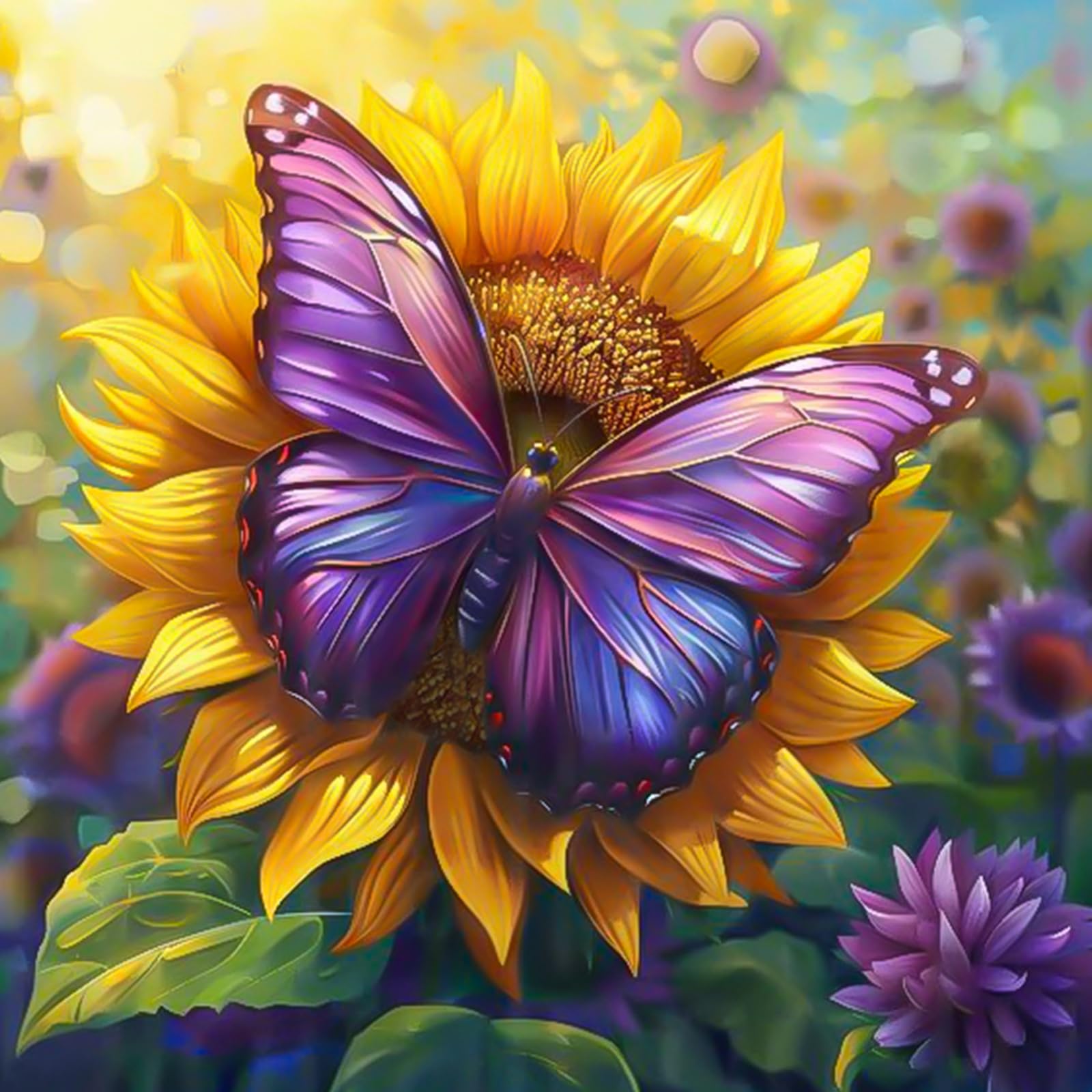 Fountor Butterfly Paint by Numbers for Adults Without Frame 40x40 CM