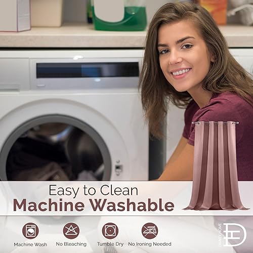 Miniatura 7 de Dainty Home Cortinas opacas con ojales, color malva, 54 pulgadas de ancho x 84 pulgadas de largo, oscurecimiento de la habitación, lavables a