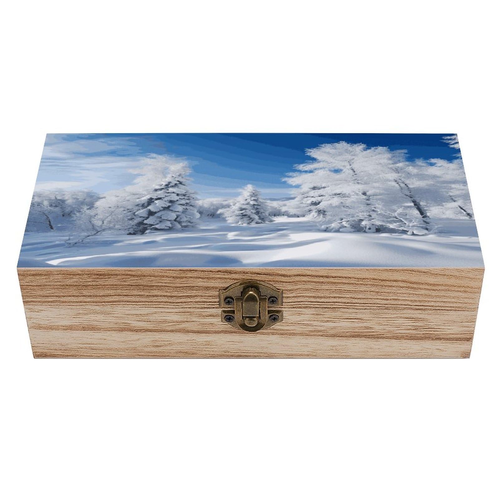 Boîte en bois pour photos et souvenirs de famille, le cadeau idéal aux motifs d'arbres d'hiver
