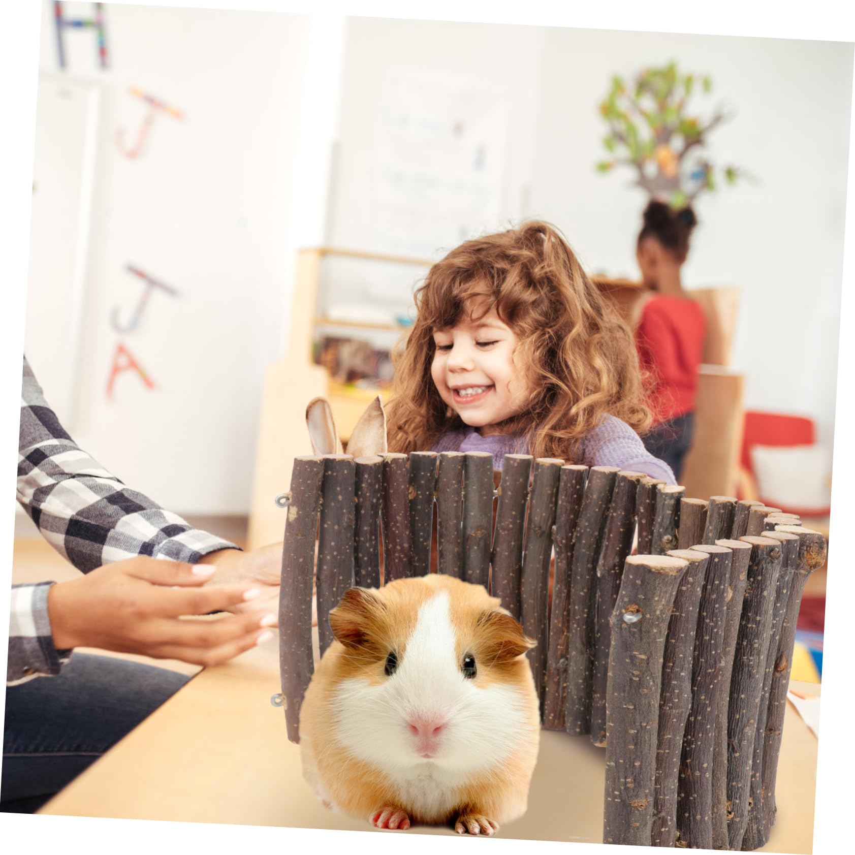 Kisangel Lot De 2 Jouets Uniques pour Hamsters Clôture en Bois Cachette Accessoire Sûr pour Animaux De Compagnie Marron Clair