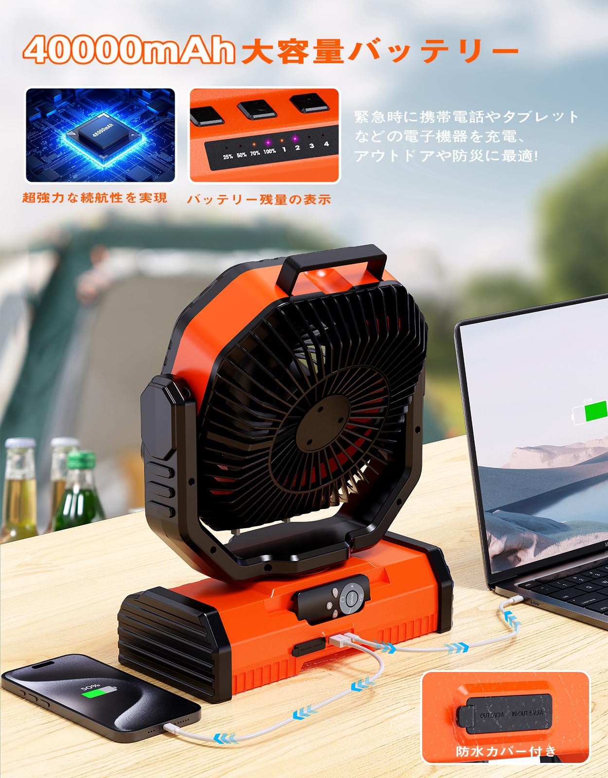 キャンプ扇風機 F16 充電式 48000mAh 防災 LEDライト Amazon.co.jp : Shinmax 40000mAh キャンプ 扇風機 充電式扇風機