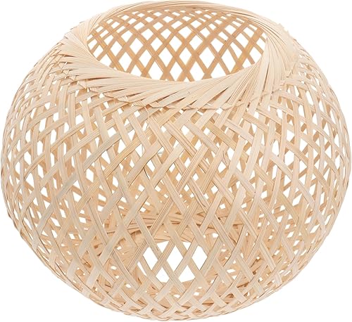 Baluue Lámpara colgante con clip de luz Rgb tejida de bambú, cubierta de lámpara de estilo rústico, cubierta de lámpara tejida, pantalla de lámpara