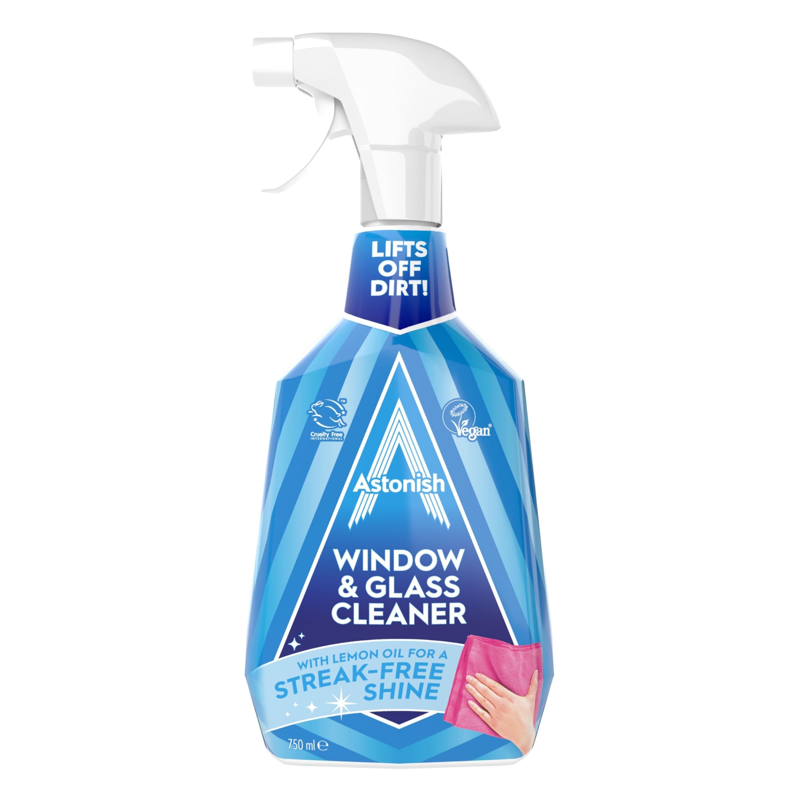 Astonish Window and Glass Cleaner, Vegan and Cruelty Free Spray, 750ml, Lemon