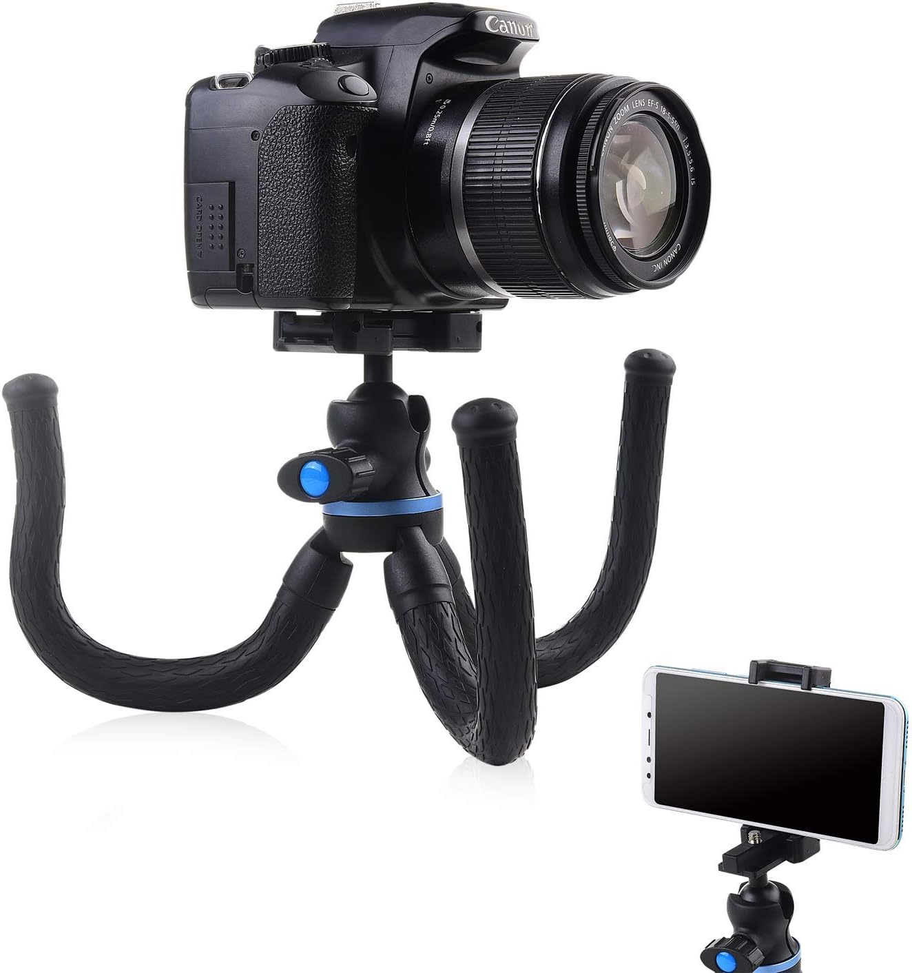 Wapexo Camera Mobile Tripod, Octopus Style Adjustable Live Stream Vlogging Tripod with Clip, Flexible 360° Rotating Travel Tripod for Smartphone Camera DSLR, Sports Video Travel Outdoor Recording