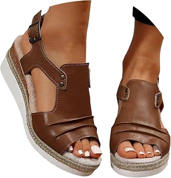 Wedge Sandals for Women Espadrilles Open Toe Ankle Strap Wedge Heels Sandals Slipper Outdoors Slip-on Platform Dressy Sandal Summer Orthopedic Sandals