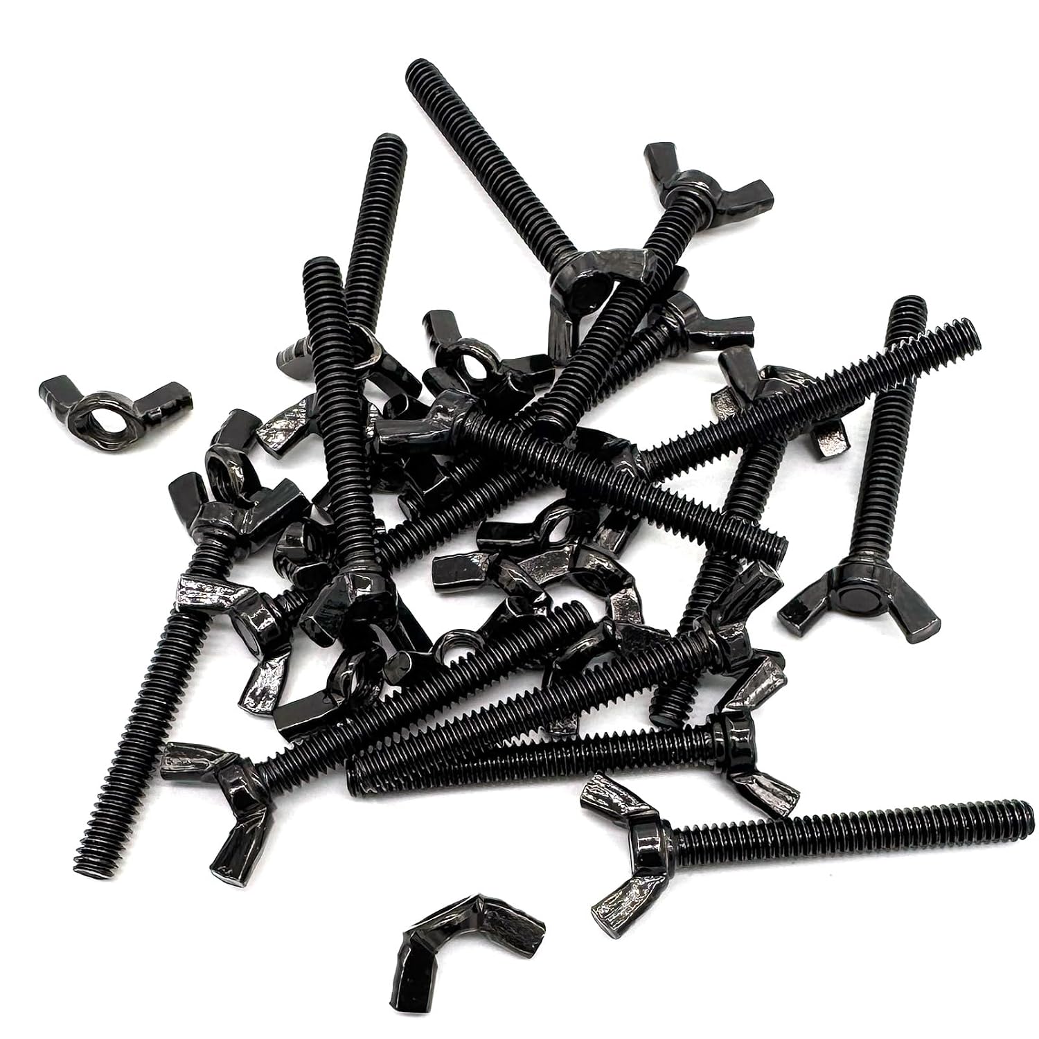 15 Sets 1/4"-20 x2 Wing Screw Bolts and Wing Nut Kit Butterfly Screws and Nut with Hand Twist Tighten Wing Head Black Zinc Plated Hardware Fitting Fastenings Assortment Kit
