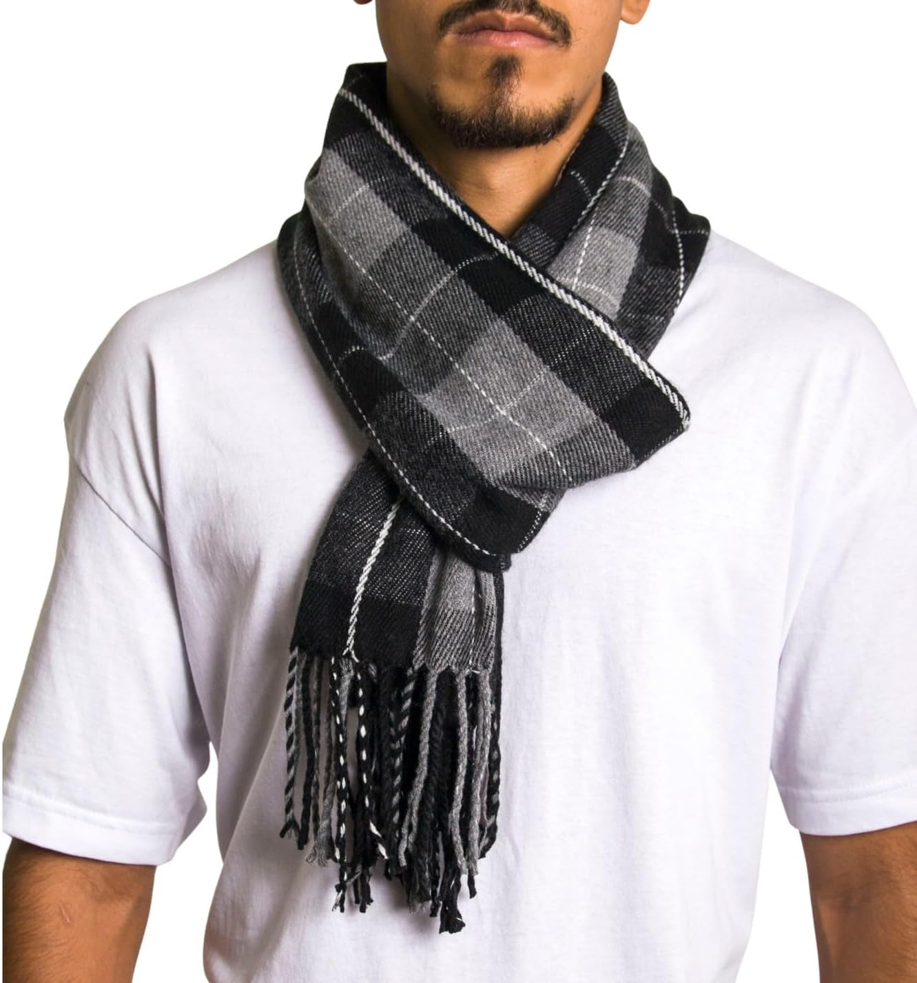Alpine Swiss Mens Plaid Scarf Soft Winter Shawl Lightweight Cold-Weather Gear