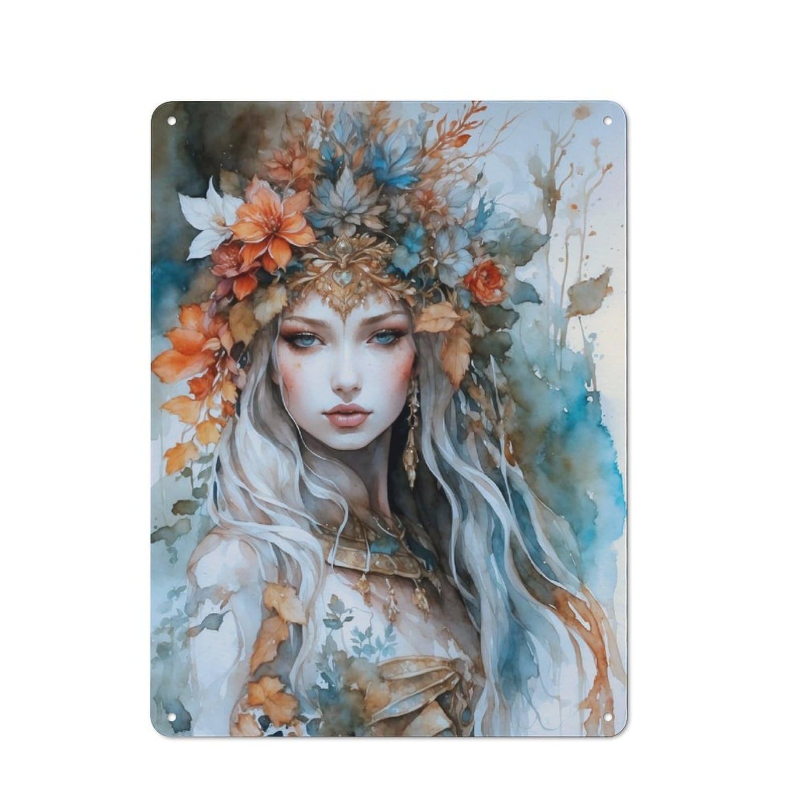 Metal Plaque 40x30cm with Winter Queen for Pub Or Café, Rustic Decor, for Pub Decor Enthusiasts