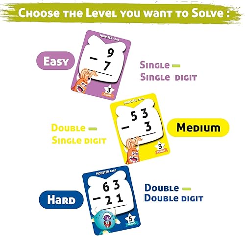 Miniatura 3 de Yuka Champs Upmath - Tarjetas flash para resta, juegos de cartas de matemáticas para niños de 6 a 12 años, juegos educativos de escuela en casa,