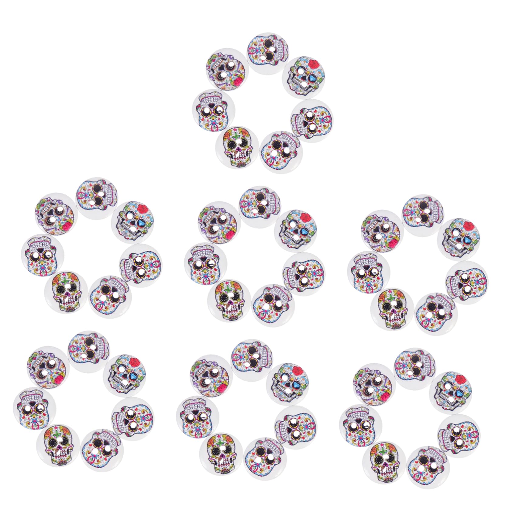 NUOBESTY 4 Set Di Bottoni Artigianali Per Cucire Con Motivo A Teschio Di Halloween in Legno Per Decorazioni Bottoni Di Ricambio Per Abbigliamento 200 Pezzi*4