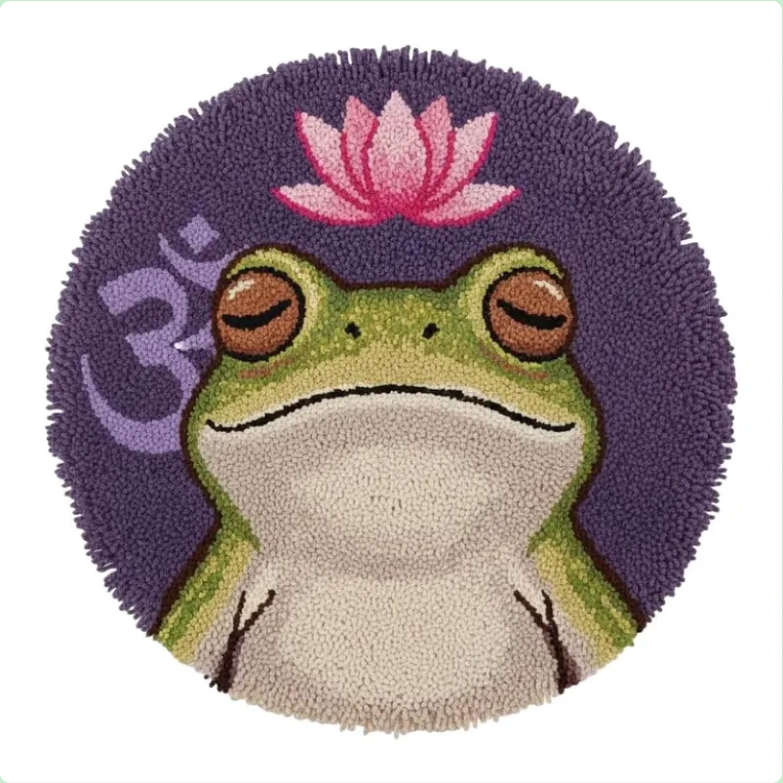 Meditating Frog Lotus Latch Hook Kits DIY Rug Making Yoga Room Zen Decor