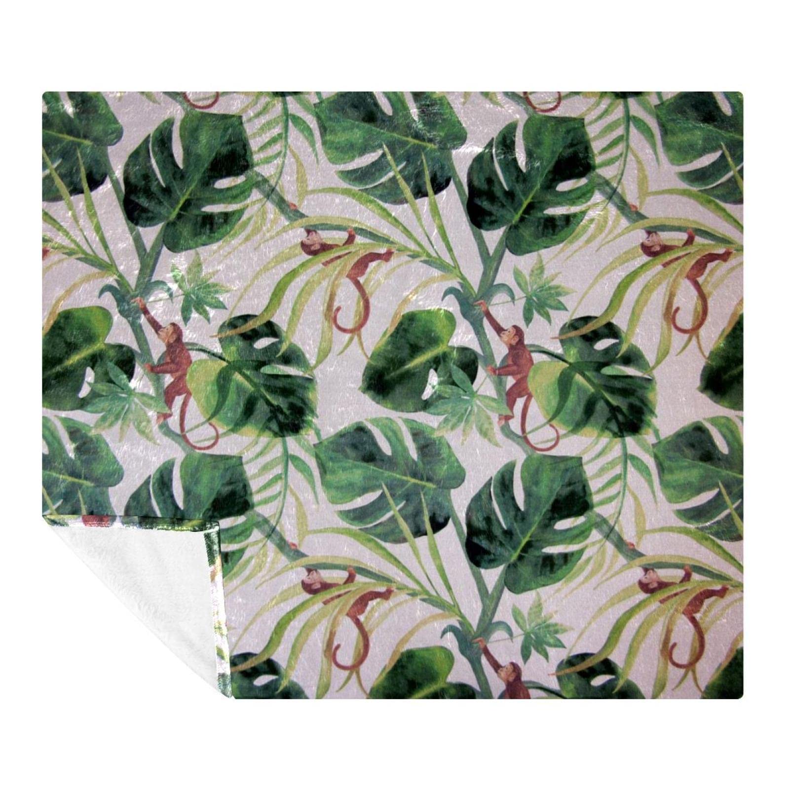 Couverture confortable enfant et adulte jeté de lit microfibre motif singe