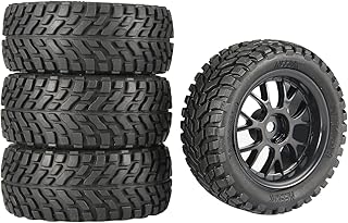 NEEBRC 4PCS 76mm/2.99inch RC Rally Car Tyres 12mm Hex Hub Rubber Tires & Plastic Wheel Rims for 1/16 1/14 1/12 1/10 RC Touring Car On-Road Off Road Buggy