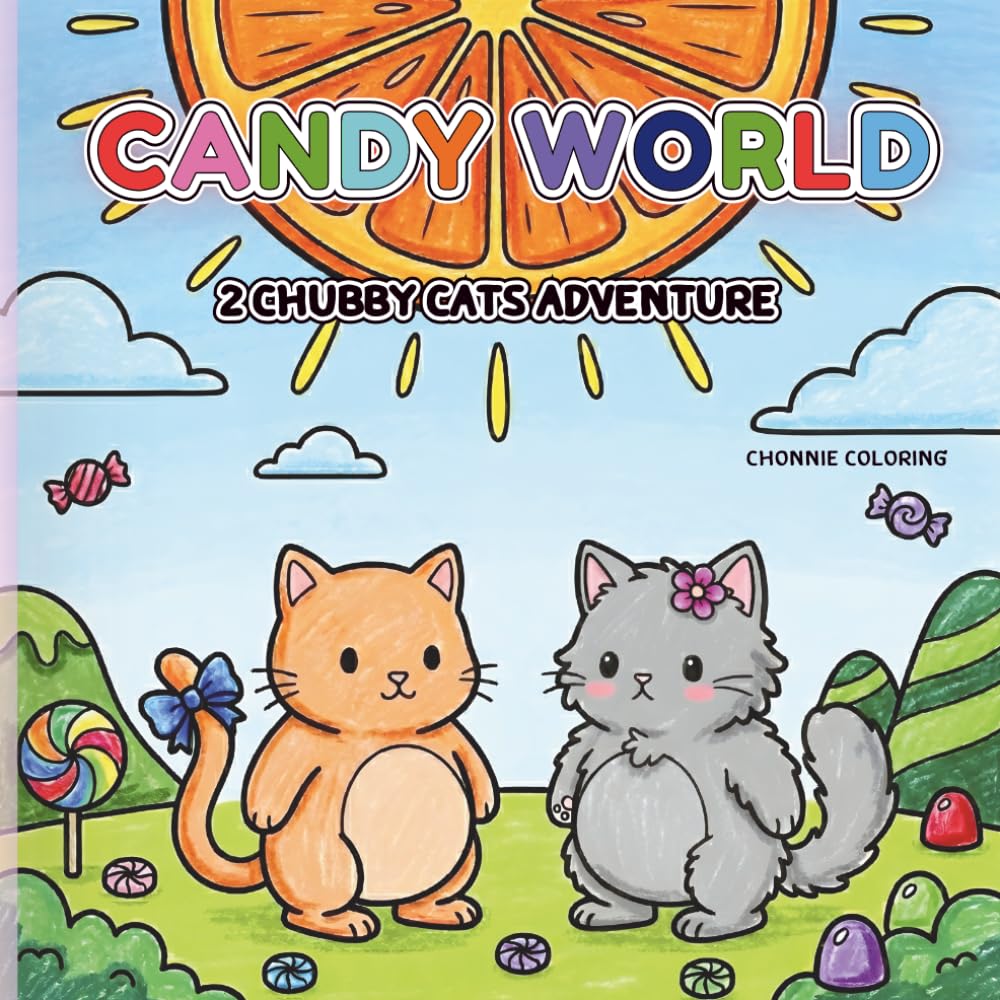 Candy World: 2 Chubby Cats Adventure: A Kawaii Fantasy Coloring Book Featuring Cute Kittens and Sweet Desserts for Kids and Adults