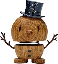 Hoptimist Snowman, Christmas Figure & Lucky Charm, Scandinavian Design, Decorative Figure for Living Room, Office, Children's Room & Windowsill, Funny Oak Wood Snowman Figure, 9.5 x 5.9 x 7.8 cm