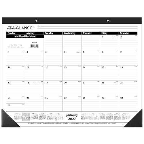 AT-A-GLANCE 2027 Desk Pad Calendar, Monthly Desk Wall Planner, 21.75"