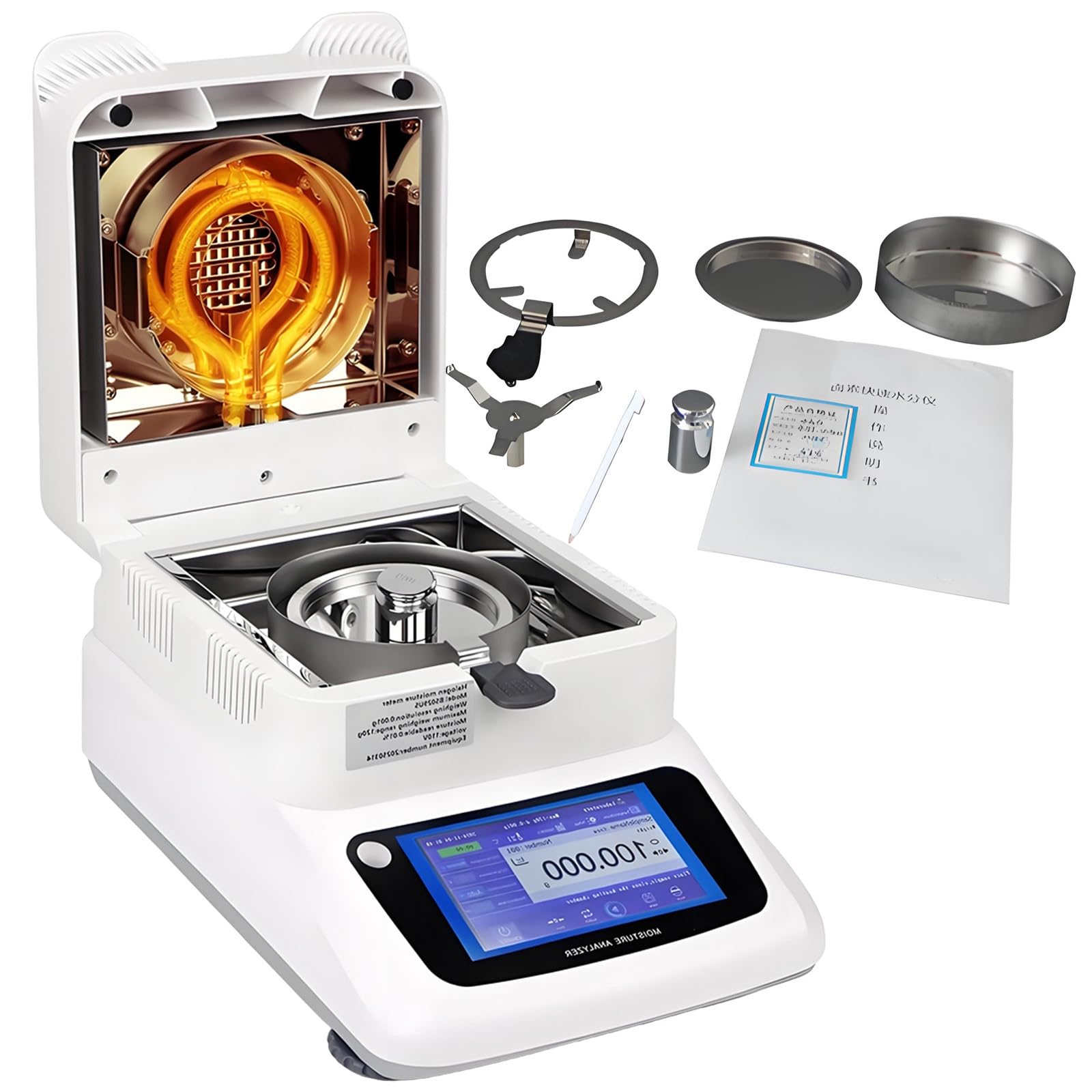 vnmudzeo Laboratory Moisture Balances Tester,0001g/0002g/0005g High Accuracy,Digital Moisture Analyzer Meter,120g Capacity,for Soil Fertilizer 0.001g