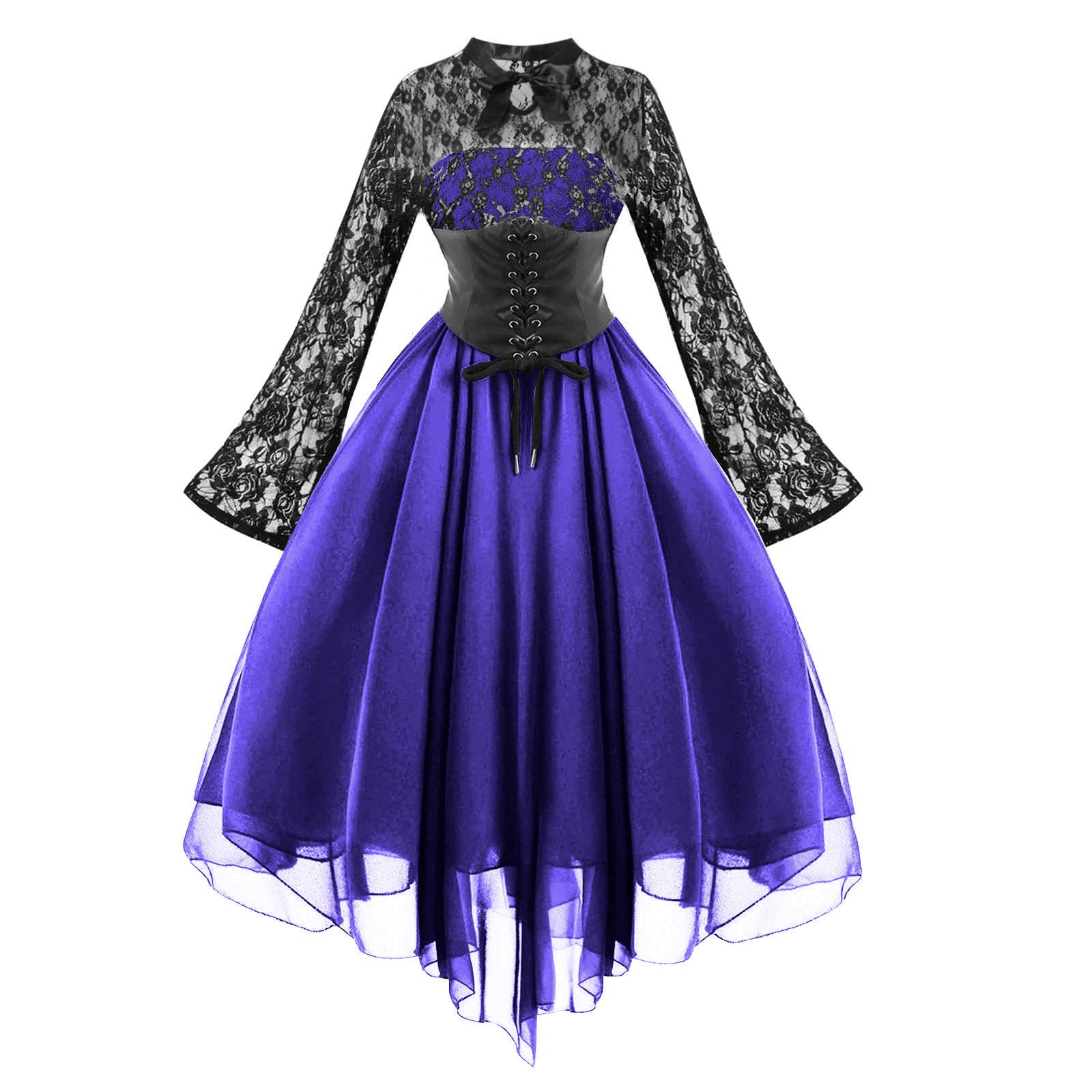 Costume Médiéval Femme Robe Corset Gothique Maxi à Manches Papillon Épaule Froide Steampunk Robe Femmes Vêtements Gothiques Corset Robes Victorienne d'halloween Punk Dress de Cocktail Pas Cher