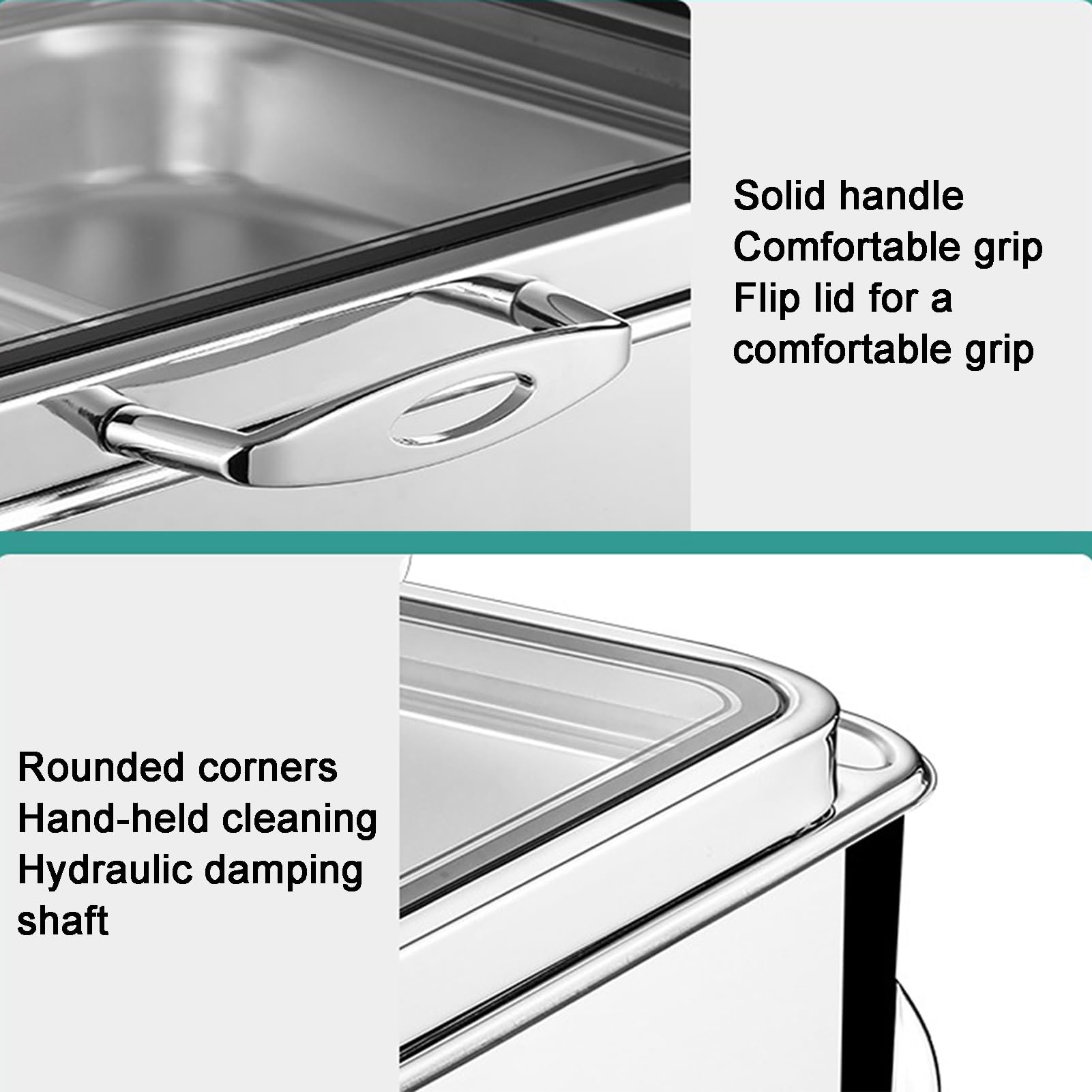 Scaldavivande in acciaio inox per buffet, catering, scaldavivande con coperchi, vassoio espositore per condimenti a 2 griglie, per feste, eventi e forniture per catering (10 cm)