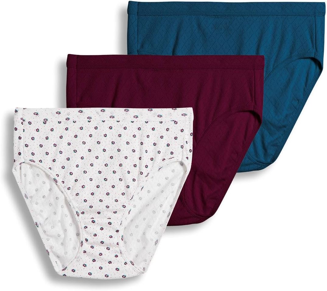 Jockey Women's Underwear Elance Breathe French Cut - 3 Pack, Cherry Blossom, 7