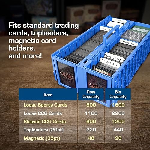 Miniatura 5 de BCW Contenedor de tarjetas coleccionable, con capacidad para hasta 1600 tarjetas, color azul, caja grande de almacenamiento de tarjetas para cartas