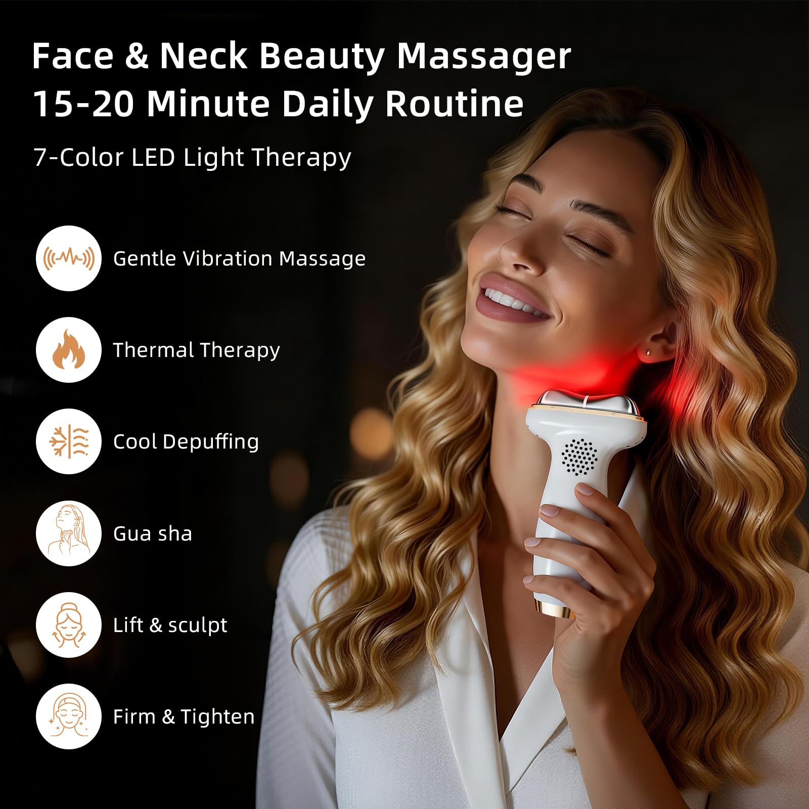 Amazon.com: Red Light for Face & Neck Beauty Massager, 7-in-1 LED