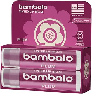 Tinted Lip Balm Plum 2-Pack - Hydrating Moisturizing Care - Sheer Berry Tint - Natural Organic Formula - Nourishing Smooth Finish - Made in USA