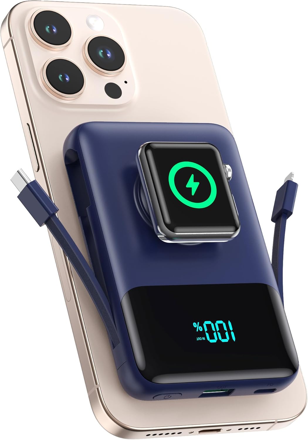 Magnetic Transportable Charger for iPhone with Constructed-in Cable,10800mAh Wi-fi Energy Financial institution for Magsafe Journey Important,6-in-1 25W PD Quick Charging USB C Battery Pack for iPhone 17/16/15/14/13, Apple Watch